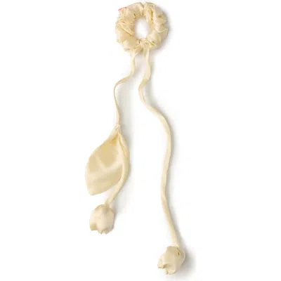 Olah Tulip Silk Hair Tie Scrunchie In Gold
