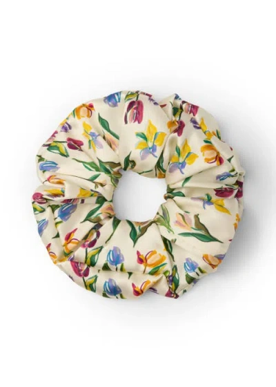 Olah Tulip Silk Scrunchie In Cream