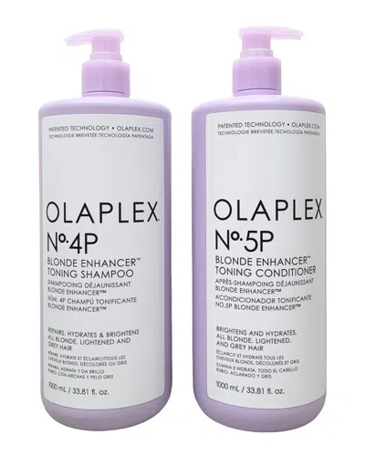 Olaplex Unisex 2 X 33.8oz 4p Blonde Shampoo & 5p Liter Toning Conditioner Duo In White