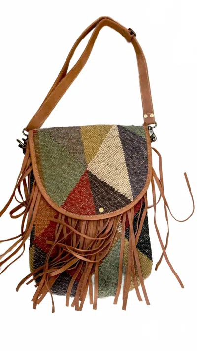 Olay Bags Women's Messenger Leather And Canvas Purse In Multi