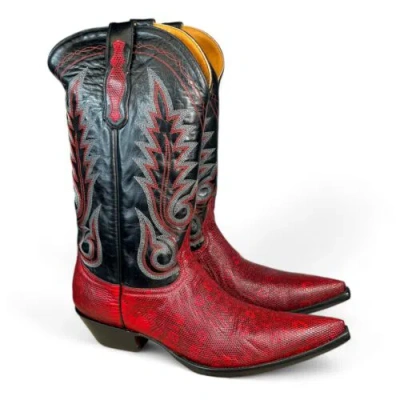 Pre-owned Old Gringo Boot Star Men's 11d Nevada 13” Red Black Snake Cowboy Boots