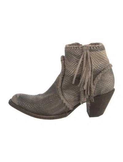 Pre-owned Old Gringo Embossed Leather Whipstitch Trim Western Boots In Neutral