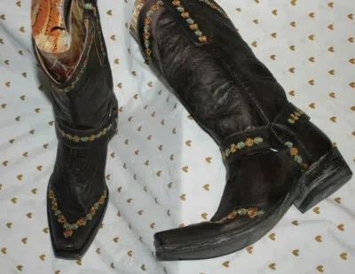 Pre-owned Old Gringo Hanna Gayla Chocolate Cowgirl Boot 8.5us $551 In Brown