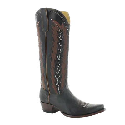 Pre-owned Old Gringo Ladies Karmina Stud Black Snip Toe Western Boots Yl614-2