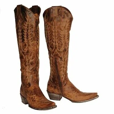 Pre-owned Old Gringo Ladies Mayra Brass Brown Over-the-knee Tall Boots L1213-4