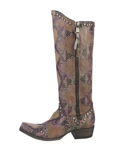 Pre-owned Old Gringo Leather Animal Print Boots In Multi