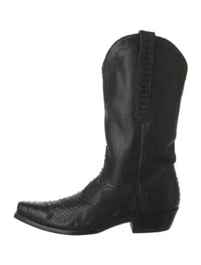 Pre-owned Old Gringo Leather Animal Print Western Boots In Black