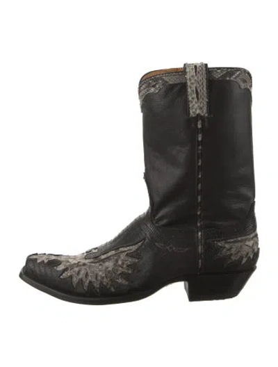 Pre-owned Old Gringo Leather Animal Print Western Boots In Black