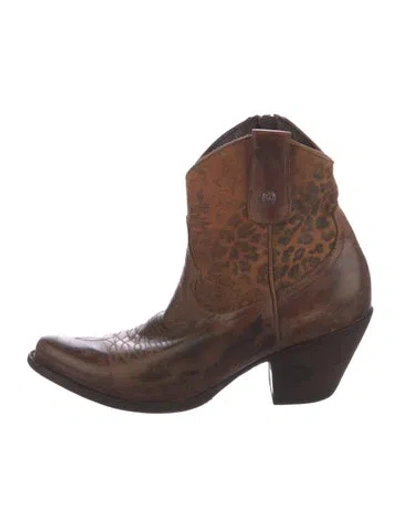 Pre-owned Old Gringo Leather Animal Print Western Boots In Brown