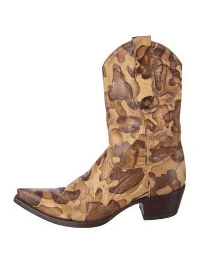 Pre-owned Old Gringo Leather Camouflage Print Western Boots In Brown