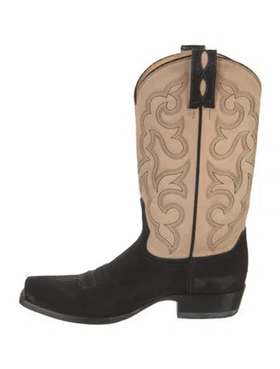 Pre-owned Old Gringo Leather Colorblock Pattern Western Boots In Neutrals