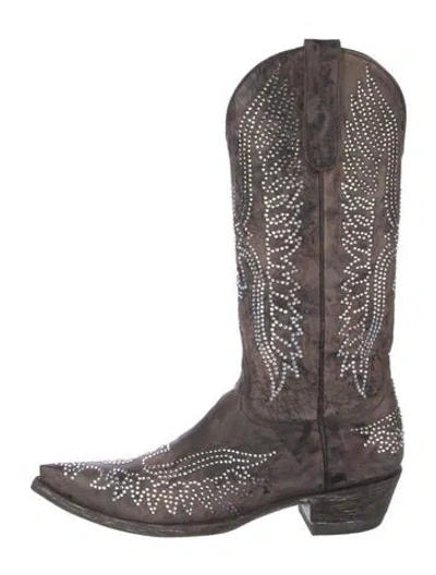 Pre-owned Old Gringo Leather Crystal Embellished Boots In Neutral