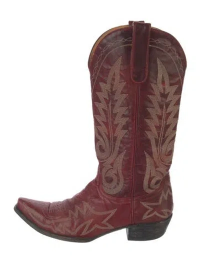 Pre-owned Old Gringo Leather Embroidered Accent Western Boots In Red