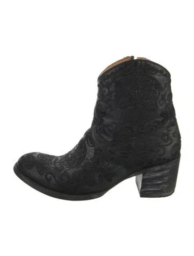 Pre-owned Old Gringo Leather Embroidered Accent Western Boots In Black