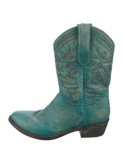Pre-owned Old Gringo Leather Embroidered Accent Western Boots In Green