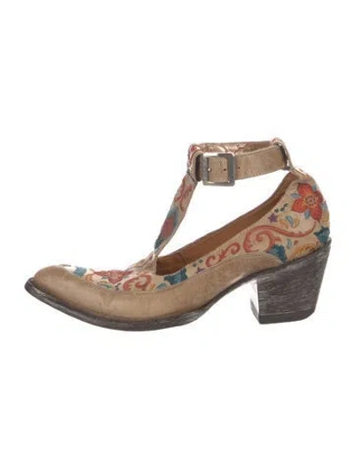 Pre-owned Old Gringo Leather Floral Print T-strap Pumps In Neutrals