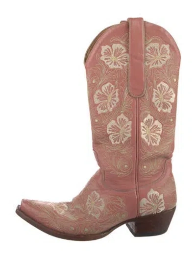 Pre-owned Old Gringo Leather Floral Print Western Boots In Brown