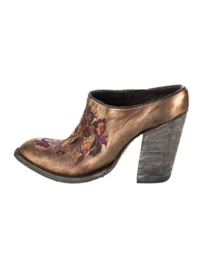 Pre-owned Old Gringo Leather Floral Print Western Boots In Brown