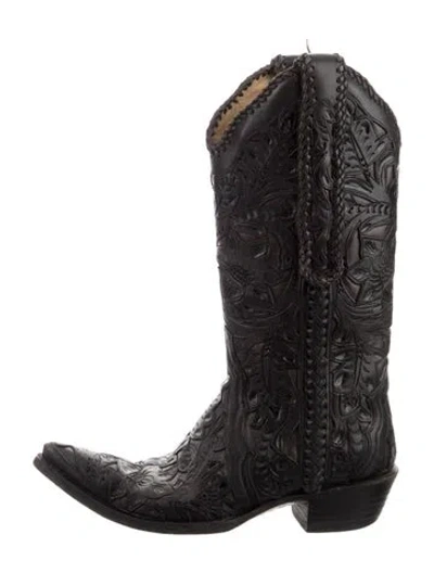 Pre-owned Old Gringo Leather Floral Print Western Boots In Brown