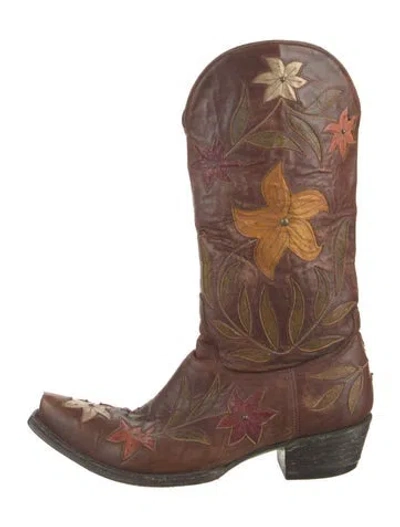 Pre-owned Old Gringo Leather Floral Print Western Boots In Multi