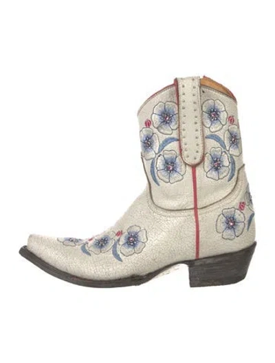 Pre-owned Old Gringo Leather Floral Print Western Boots In Neutral