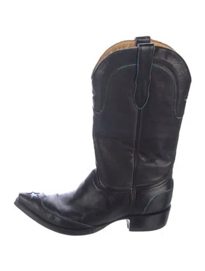 Pre-owned Old Gringo Leather Graphic Print Western Boots In Black/blue