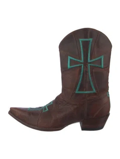 Pre-owned Old Gringo Leather Graphic Print Western Boots In Brown/burgundy