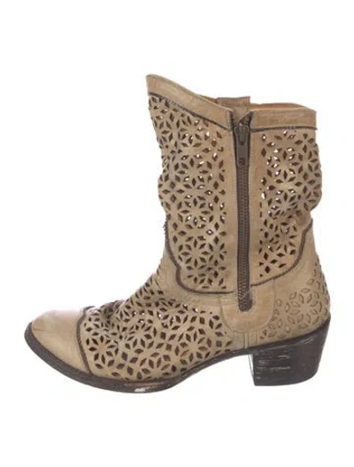 Pre-owned Old Gringo Leather Lace Pattern Western Boots In Neutrals
