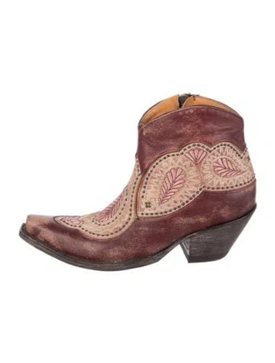 Pre-owned Old Gringo Leather Paisley Print Western Boots In Burgundy