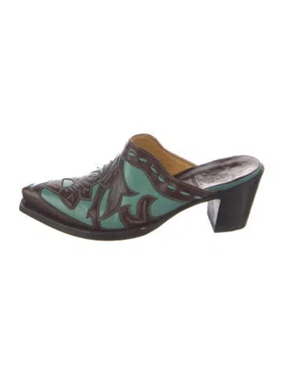 Pre-owned Old Gringo Leather Patterned Mules In Green