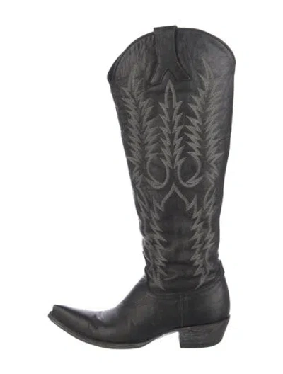 Pre-owned Old Gringo Leather Patterned Riding Boots In Black