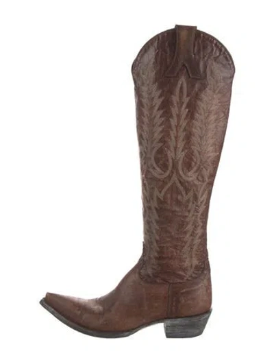 Pre-owned Old Gringo Leather Patterned Riding Boots In Brown