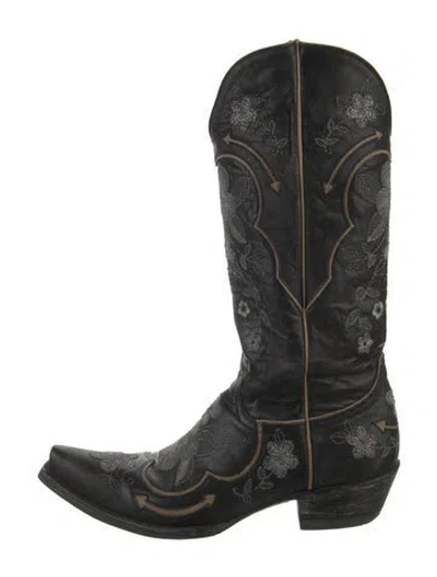 Pre-owned Old Gringo Leather Patterned Western Boots In Black