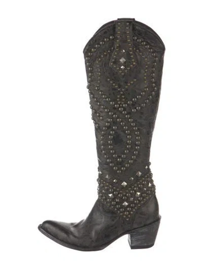 Pre-owned Old Gringo Leather Patterned Western Boots In Black