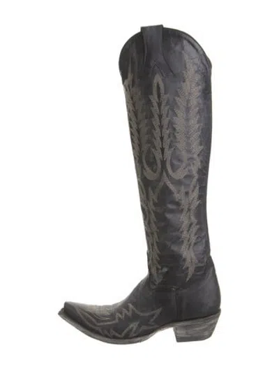Pre-owned Old Gringo Leather Patterned Western Boots In Black