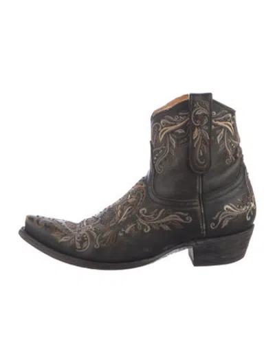Pre-owned Old Gringo Leather Patterned Western Boots In Black
