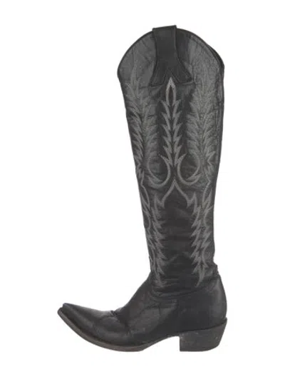 Pre-owned Old Gringo Leather Patterned Western Boots In Black