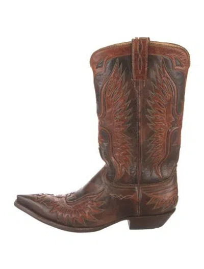 Pre-owned Old Gringo Leather Patterned Western Boots In Black/brown