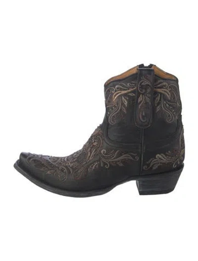 Pre-owned Old Gringo Leather Patterned Western Boots In Blue