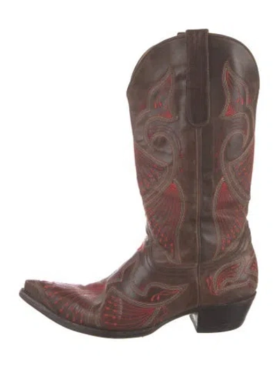 Pre-owned Old Gringo Leather Patterned Western Boots In Blue/brown/neutrals