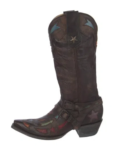 Pre-owned Old Gringo Leather Patterned Western Boots In Brown