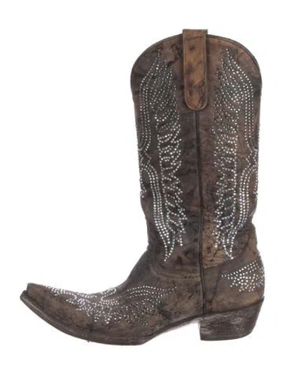 Pre-owned Old Gringo Leather Patterned Western Boots In Brown