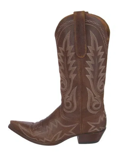 Pre-owned Old Gringo Leather Patterned Western Boots In Brown