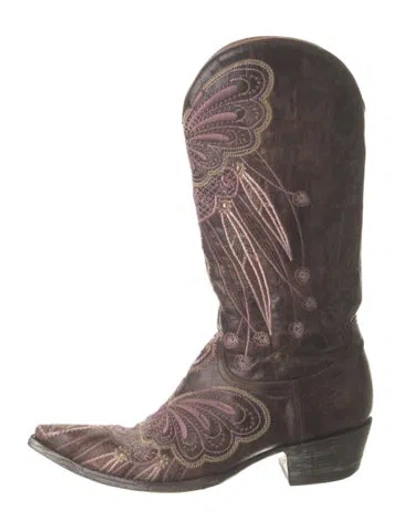Pre-owned Old Gringo Leather Patterned Western Boots In Brown