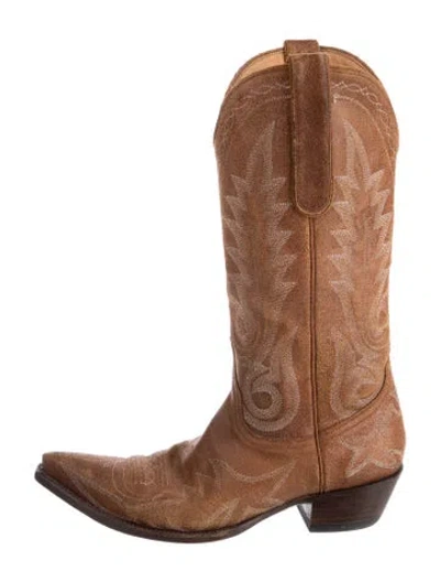 Pre-owned Old Gringo Leather Patterned Western Boots In Brown