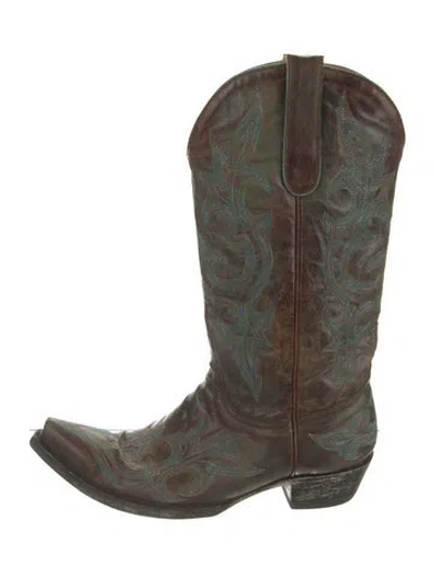 Pre-owned Old Gringo Leather Patterned Western Boots In Brown