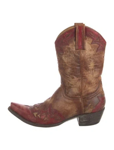 Pre-owned Old Gringo Leather Patterned Western Boots In Brown