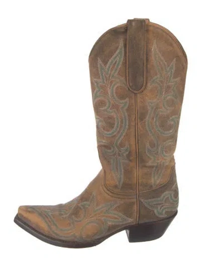 Pre-owned Old Gringo Leather Patterned Western Boots In Brown