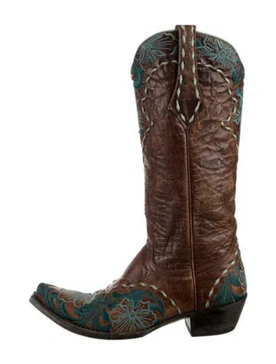 Pre-owned Old Gringo Leather Patterned Western Boots In Brown