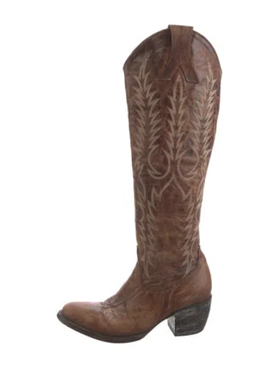 Pre-owned Old Gringo Leather Patterned Western Boots In Brown